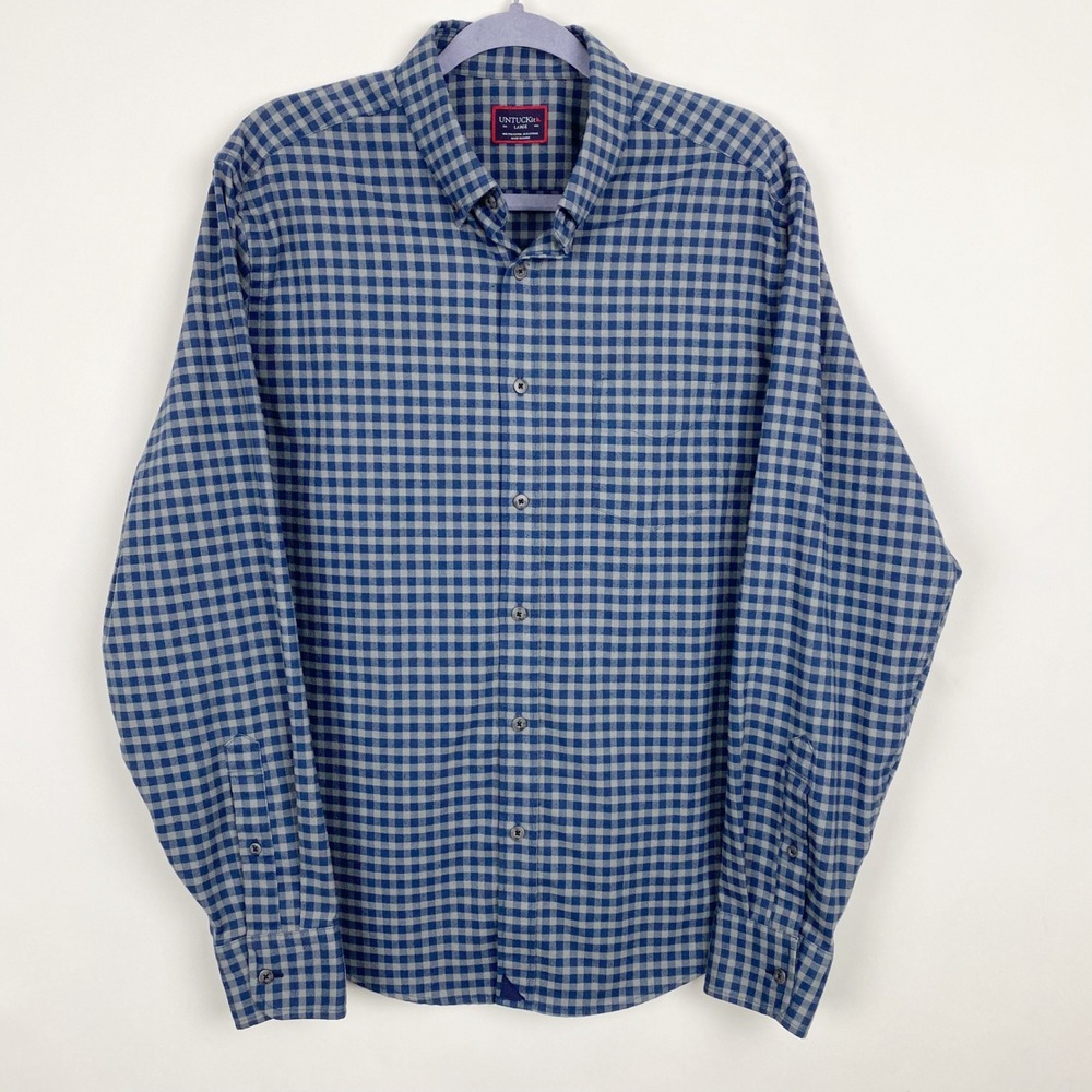 UNTUCKit Bergstorm Gingham Check Button Down Flannel Shirt Mens Large